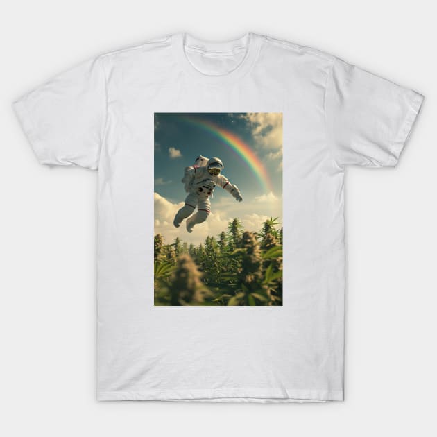 Astronaut In A Weed Garden #2 T-Shirt by Butterfly Venom